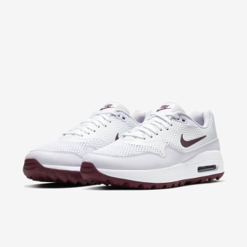 Nike Air Max 1 G - Női Golf Cipő - Fehér/Lila/Piros